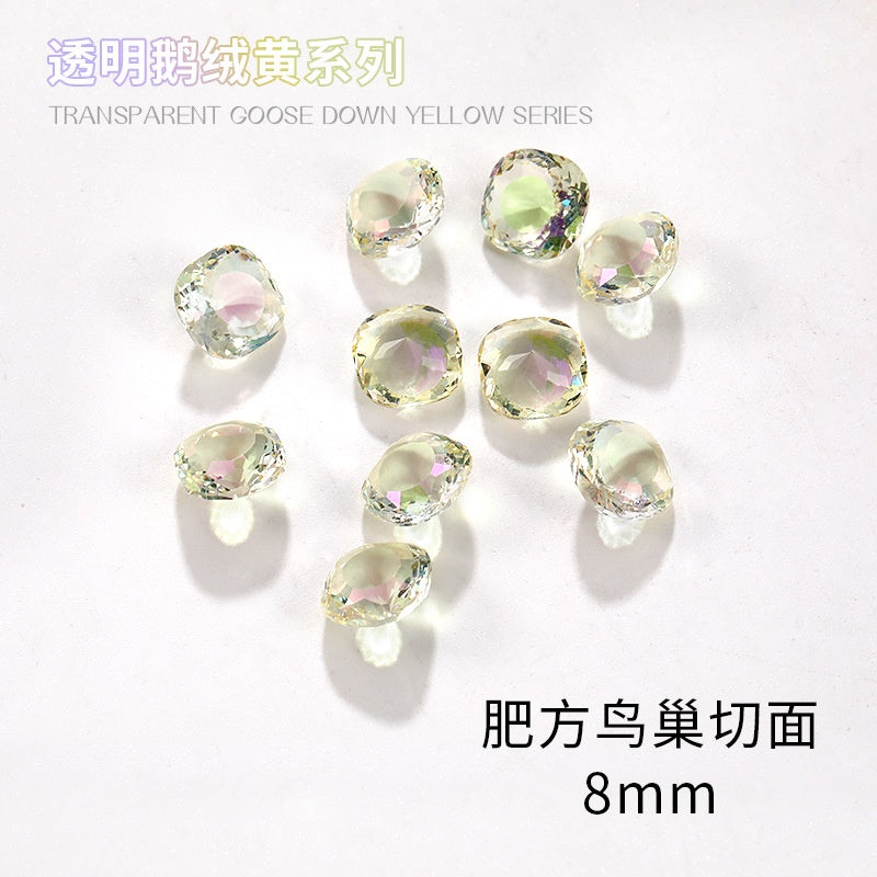 Nail Rhinestone 10pcs Glass Products Transparent Goose Down Yellow Series Crystal Mobile Phone Stick Rhinestone Diy Accessories