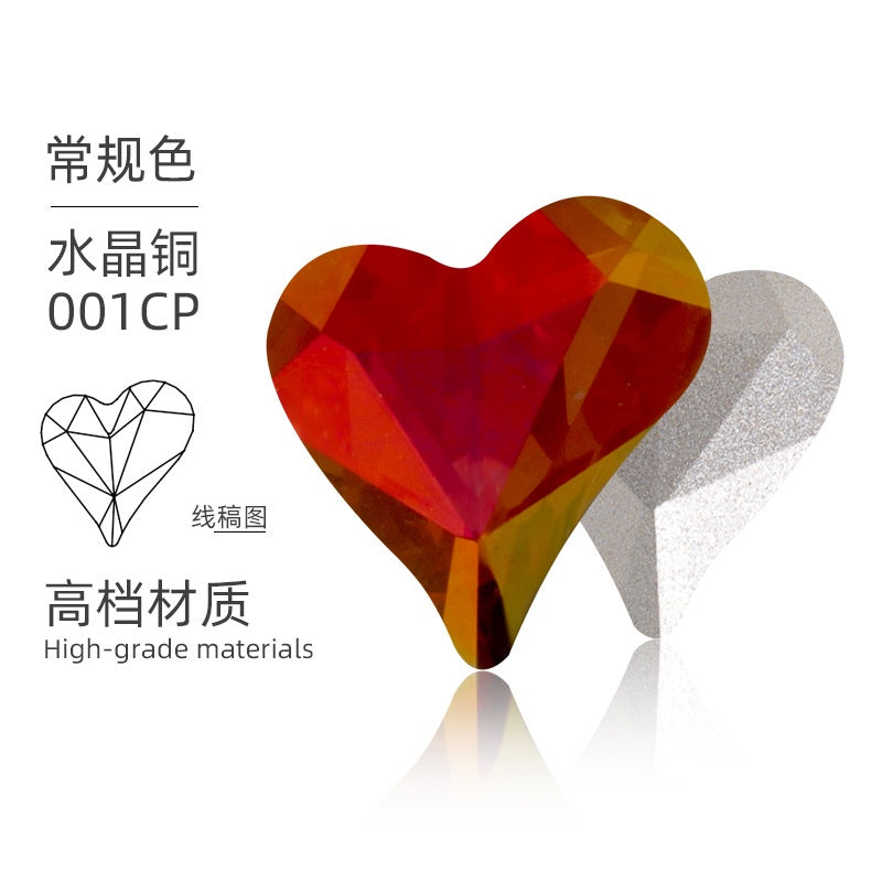 High-quality Crooked Peach Heart crystal glass rhinestones abnormity rhinestones diy ornament accessories rhinestone nail paste rhinestones material