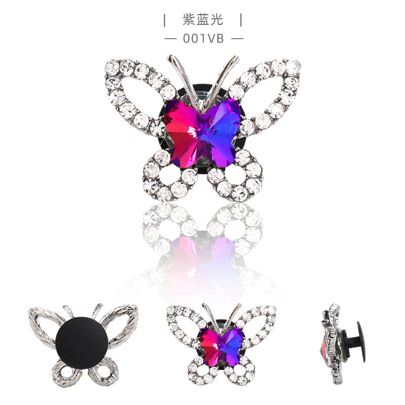 Butterfly Alloy Rhinester Garden Shoe Decorative Buckle Diy Crocs Accessories Floral Shoe Buckle Detachable Accessories