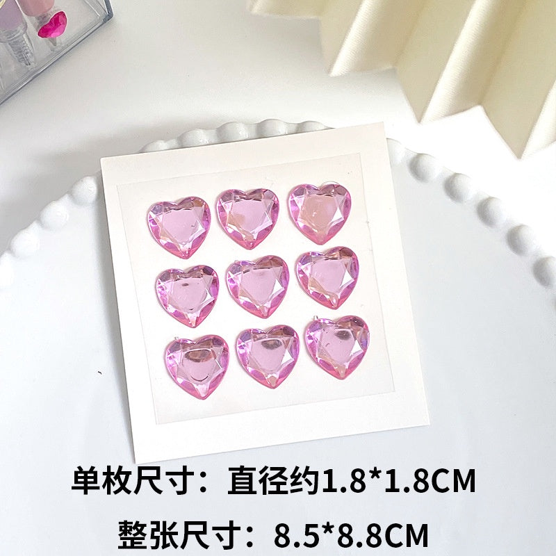Heart Sticker Princess 3D Love Crystal Gem Sticker DIY Cup Sticker Makeup Gadget Beauty Sticker with Adhesive