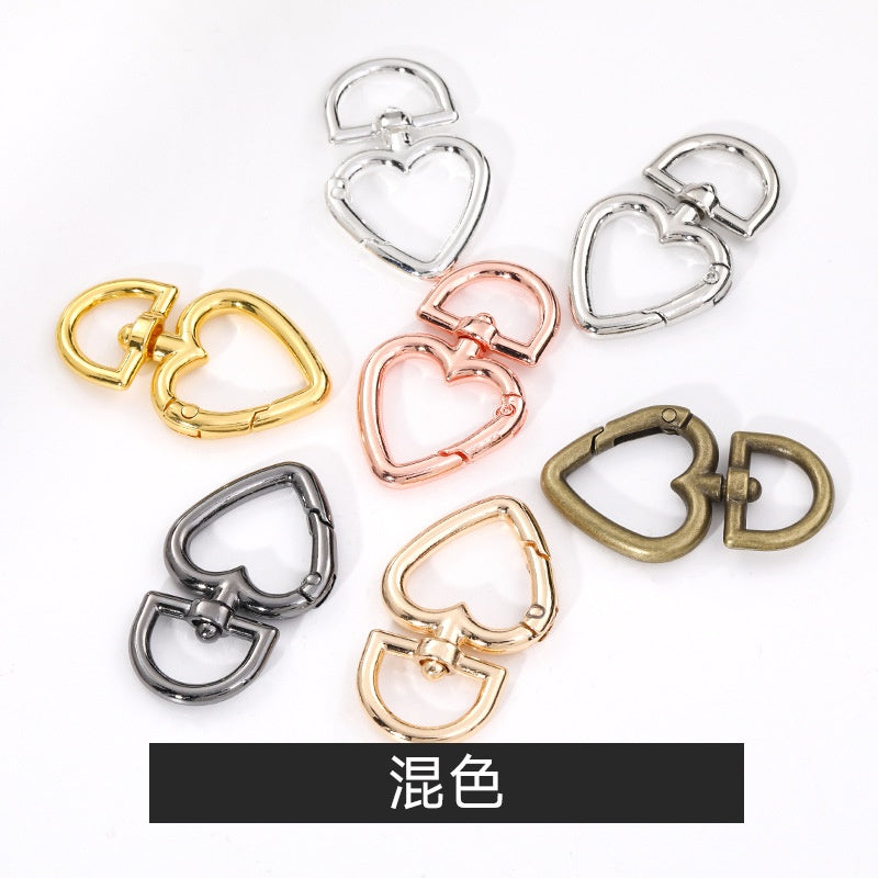 Metal Peach Heart Love Spring Buckle Keychain Dog Buckle Rope Buckle Diy Plush Doll Bag Hanging Ornament Accessories Pendant