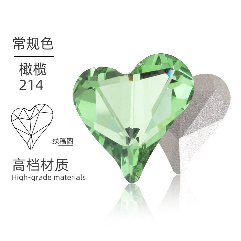 High-quality Crooked Peach Heart crystal glass rhinestones abnormity rhinestones diy ornament accessories rhinestone nail paste rhinestones material