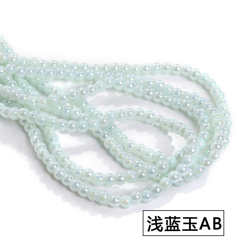 Imitation Jade Glass Bead Electroplating Beading DIY Handmade Beading Loose Bead Jewelry Accessories Accessories