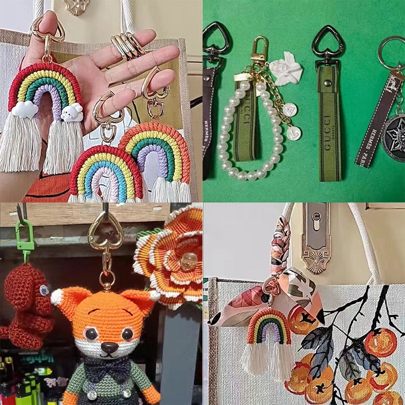 Metal Peach Heart Love Spring Buckle Keychain Dog Buckle Rope Buckle Diy Plush Doll Bag Hanging Ornament Accessories Pendant