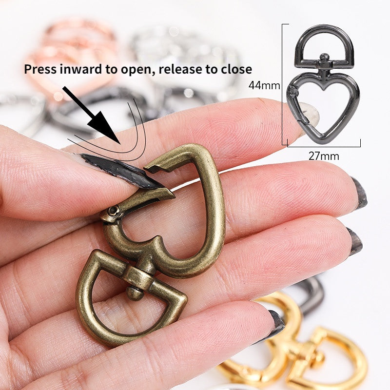 Metal Peach Heart Love Spring Buckle Keychain Dog Buckle Rope Buckle Diy Plush Doll Bag Hanging Ornament Accessories Pendant