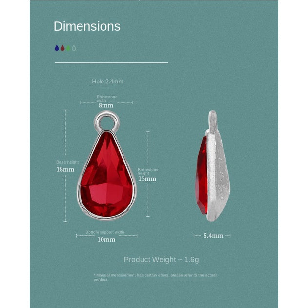 【ready Stock】Single Hanging Water Drop Single Hole Pendant Inlaid with Crystal Diamond Diy Ear Jewelry Accessories