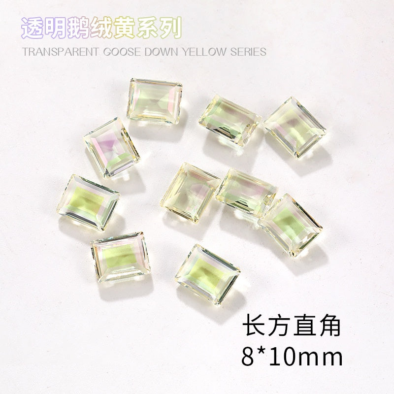 Nail Rhinestone 10pcs Glass Products Transparent Goose Down Yellow Series Crystal Mobile Phone Stick Rhinestone Diy Accessories