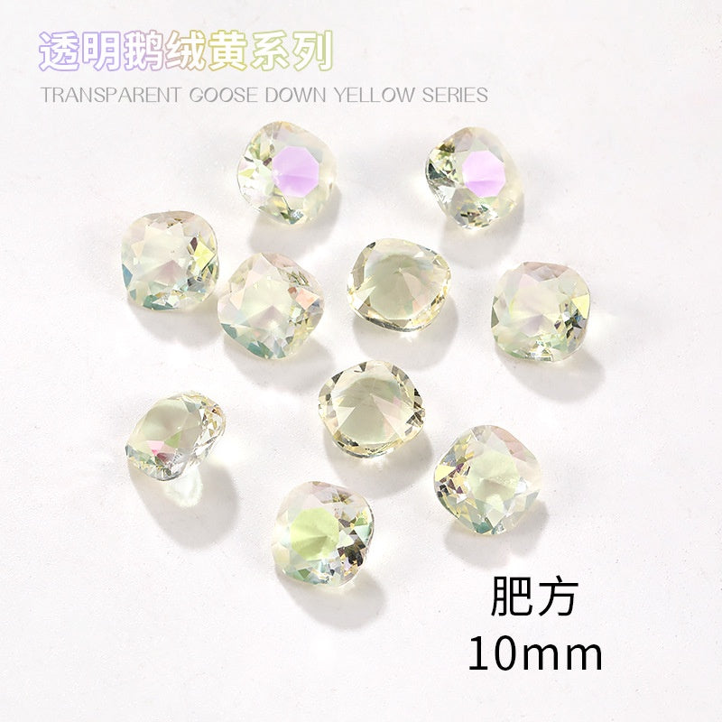 Nail Rhinestone 10pcs Glass Products Transparent Goose Down Yellow Series Crystal Mobile Phone Stick Rhinestone Diy Accessories