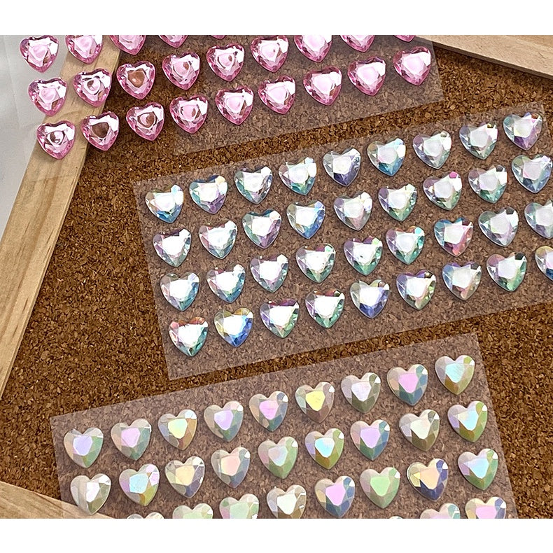 Heart Sticker Princess 3D Love Crystal Gem Sticker DIY Cup Sticker Makeup Gadget Beauty Sticker with Adhesive