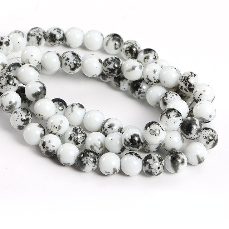 10mm Ceramics Round Beads Perforated Bead Necklace Bracelet Accessories for DIY Jewelry Making