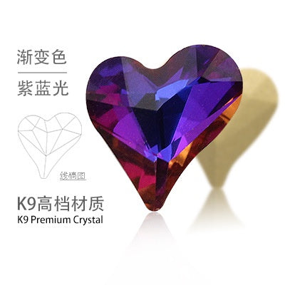 High-quality Crooked Peach Heart crystal glass rhinestones abnormity rhinestones diy ornament accessories rhinestone nail paste rhinestones material