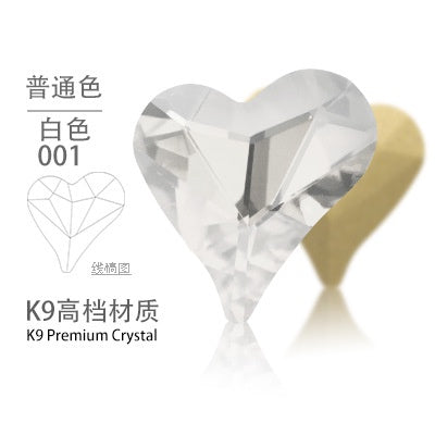High-quality Crooked Peach Heart crystal glass rhinestones abnormity rhinestones diy ornament accessories rhinestone nail paste rhinestones material