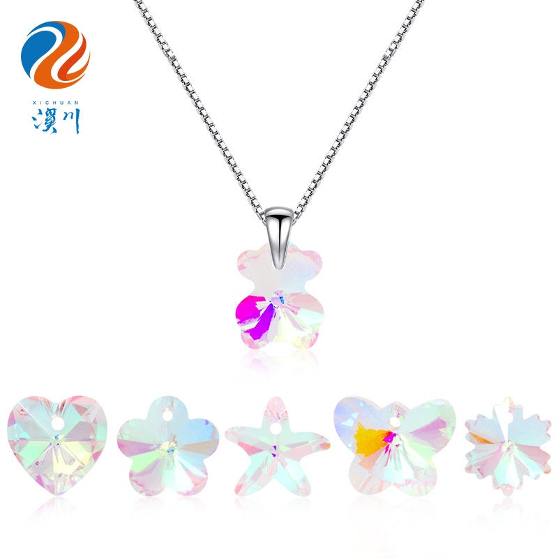 Single-hole Pendant DIY Accessories Earpiece Necklace Accessories Multi-shape AB Colored Glass Rhinestone