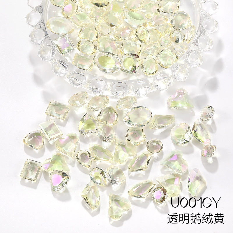 Nail Rhinestone 10pcs Glass Products Transparent Goose Down Yellow Series Crystal Mobile Phone Stick Rhinestone Diy Accessories
