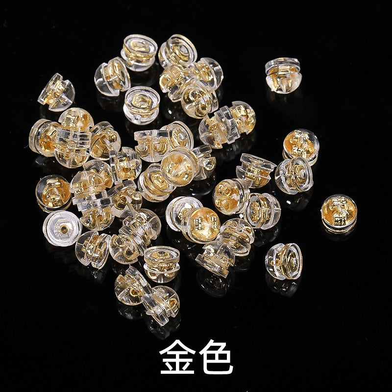 Diy Ear Ornament Accessories 10pcs Transparent Plastic Silicone Anti-slip Anti-fall Hamburger Ear Blocking Cap Ornament Material Accessories