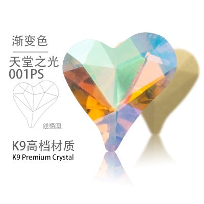 High-quality Crooked Peach Heart crystal glass rhinestones abnormity rhinestones diy ornament accessories rhinestone nail paste rhinestones material
