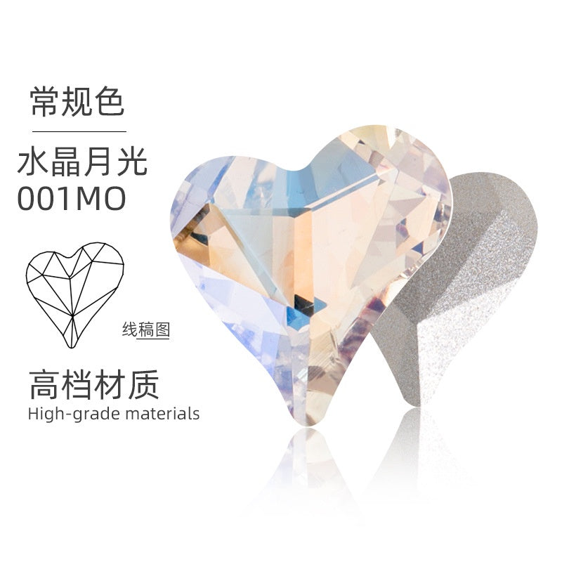 High-quality Crooked Peach Heart crystal glass rhinestones abnormity rhinestones diy ornament accessories rhinestone nail paste rhinestones material