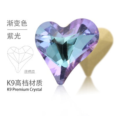 High-quality Crooked Peach Heart crystal glass rhinestones abnormity rhinestones diy ornament accessories rhinestone nail paste rhinestones material