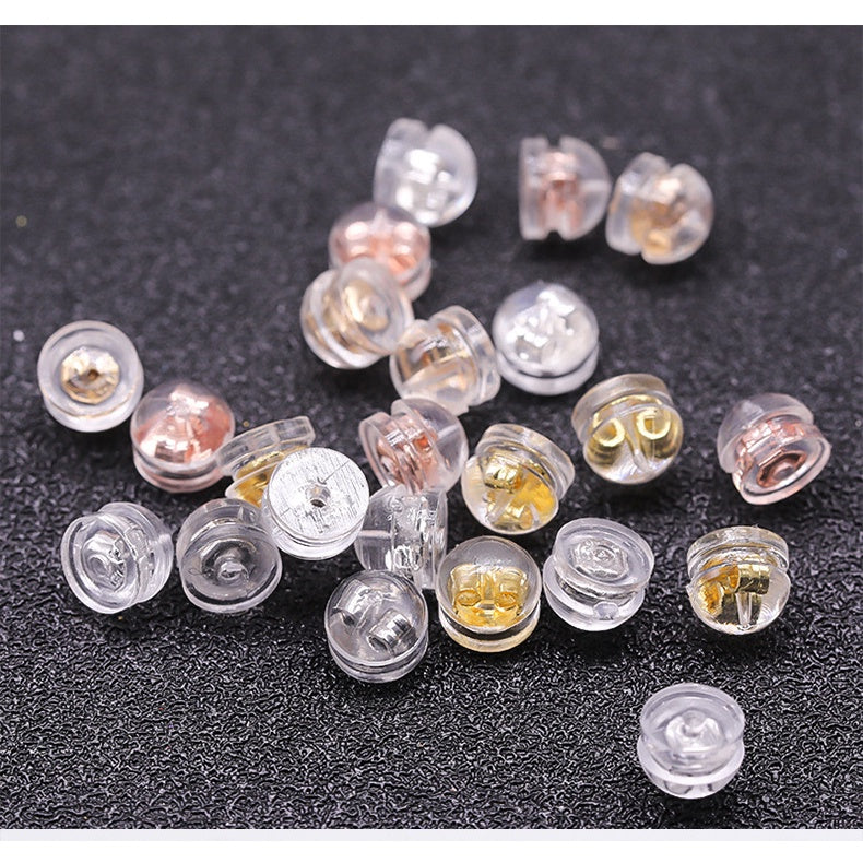 Diy Ear Ornament Accessories 10pcs Transparent Plastic Silicone Anti-slip Anti-fall Hamburger Ear Blocking Cap Ornament Material Accessories