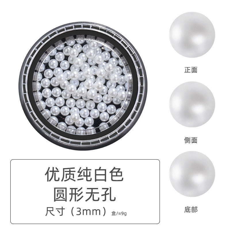 Pearl Box Japanese Simple Mixed Half Round Full Round Box Pearl Nail Jewelry