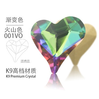 High-quality Crooked Peach Heart crystal glass rhinestones abnormity rhinestones diy ornament accessories rhinestone nail paste rhinestones material