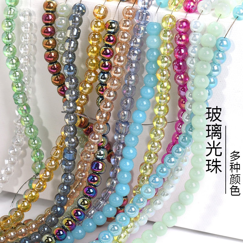 Imitation Jade Glass Bead Electroplating Beading DIY Handmade Beading Loose Bead Jewelry Accessories Accessories