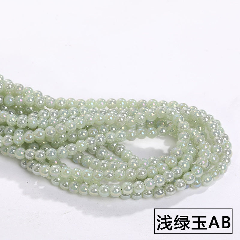 Imitation Jade Glass Bead Electroplating Beading DIY Handmade Beading Loose Bead Jewelry Accessories Accessories