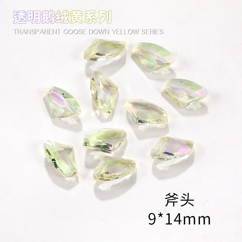 Nail Rhinestone 10pcs Glass Products Transparent Goose Down Yellow Series Crystal Mobile Phone Stick Rhinestone Diy Accessories