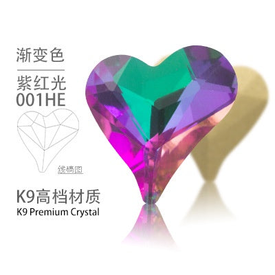 High-quality Crooked Peach Heart crystal glass rhinestones abnormity rhinestones diy ornament accessories rhinestone nail paste rhinestones material