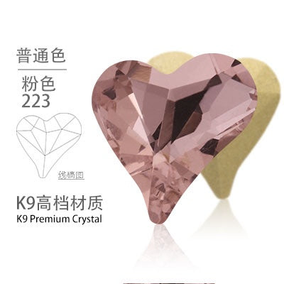 High-quality Crooked Peach Heart crystal glass rhinestones abnormity rhinestones diy ornament accessories rhinestone nail paste rhinestones material