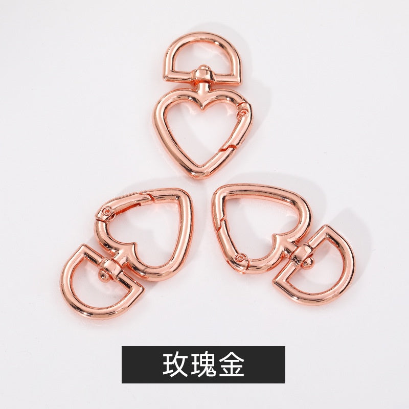 Metal Peach Heart Love Spring Buckle Keychain Dog Buckle Rope Buckle Diy Plush Doll Bag Hanging Ornament Accessories Pendant