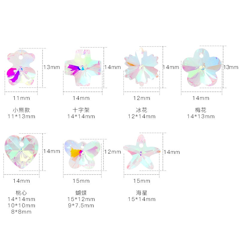 Single-hole Pendant DIY Accessories Earpiece Necklace Accessories Multi-shape AB Colored Glass Rhinestone