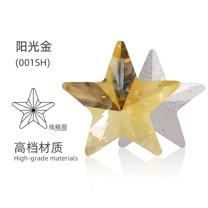 10PCS Pentacle High Top Rhinestones Pointed Bottom Special-shaped Rhinestones Diy Jewelry Accessories Pointed Bottom Rhinestones Stick Rhinestones Materials