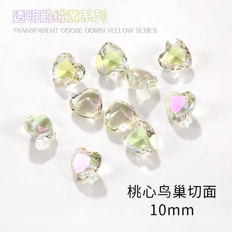 Nail Rhinestone 10pcs Glass Products Transparent Goose Down Yellow Series Crystal Mobile Phone Stick Rhinestone Diy Accessories