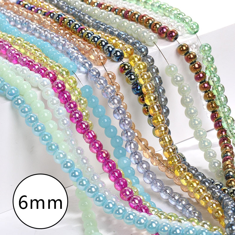 Imitation Jade Glass Bead Electroplating Beading DIY Handmade Beading Loose Bead Jewelry Accessories Accessories