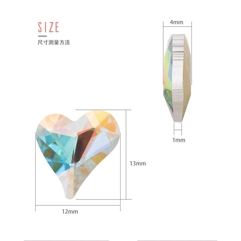 High-quality Crooked Peach Heart crystal glass rhinestones abnormity rhinestones diy ornament accessories rhinestone nail paste rhinestones material