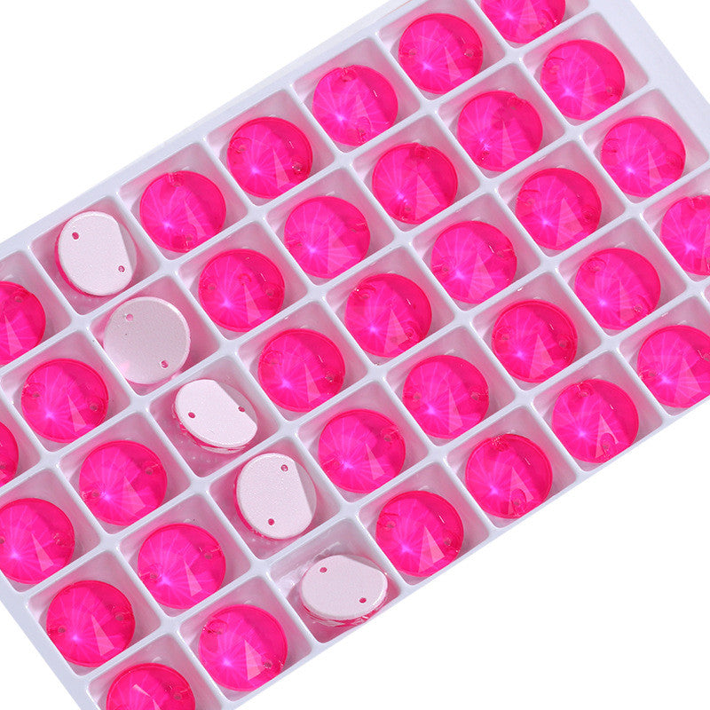Neon Colors Rivoli Round K9 Glass Sew On Crystal Button for Garment Wedding Dresses