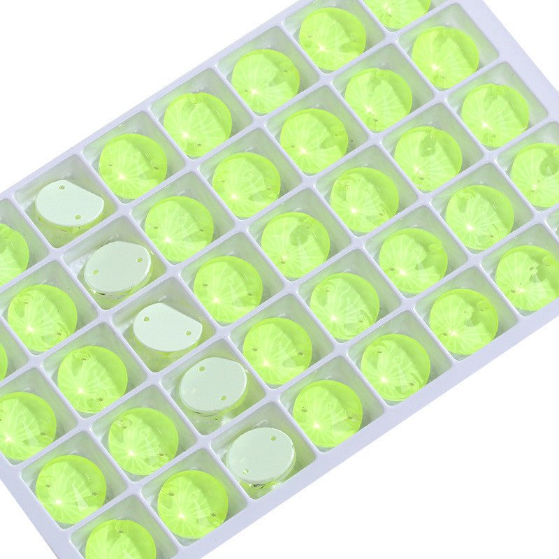 Neon Colors Rivoli Round K9 Glass Sew On Crystal Button for Garment Wedding Dresses