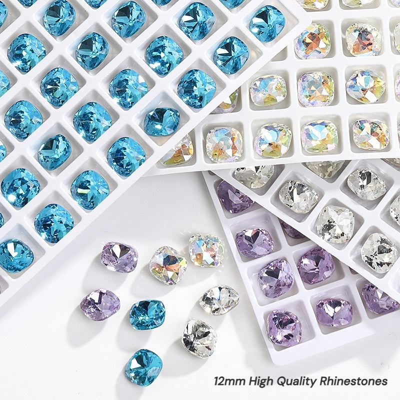 12mm Tip Bottom Special Shape Fat Square Crystal Diamond Tip Bottom Special Shape Glass Diamond Diy Jewelry Accessories Materials