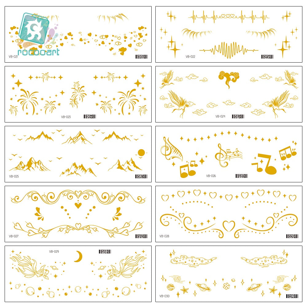 Gold Stickers Beauty Makeup Sweet Makeup Party Concert Gold Face with Waterproof Tattoo Stickers