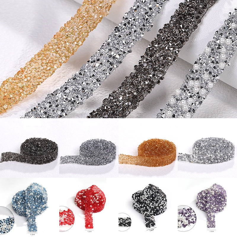 Resin Strip with Costume Rhinestone Strip Patch with Back Rubber Crystal Lace Diy Handmade Jewelry Accessories