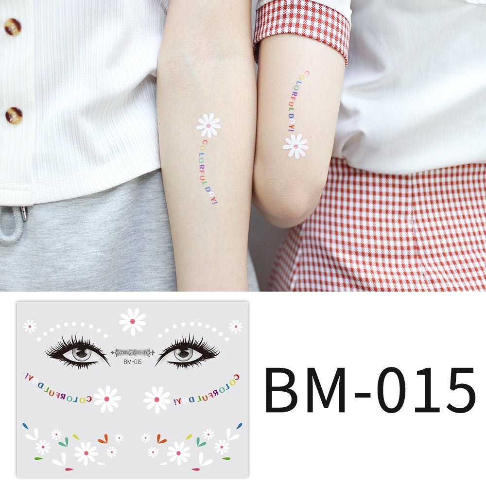 Fashion Little Daisy Print Face Stickers Waterproof and Sweatproof Collarbone Arm Temporary Tattoo Stickers