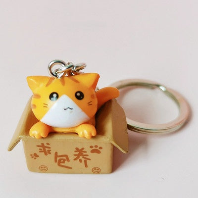 Funny Cute Cat Soft PVC Keychains 3D Cartoon Animal Pendant Kawaii Keychain