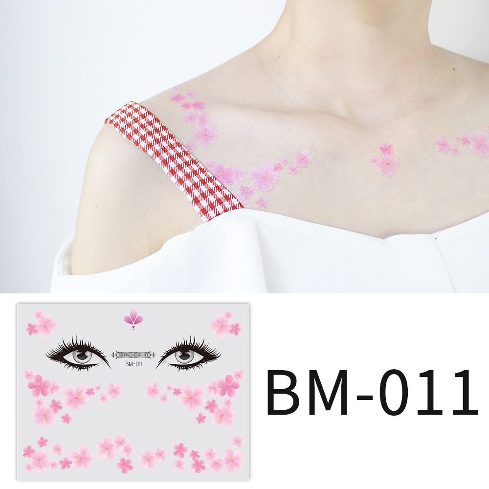 Fashion Little Daisy Print Face Stickers Waterproof and Sweatproof Collarbone Arm Temporary Tattoo Stickers