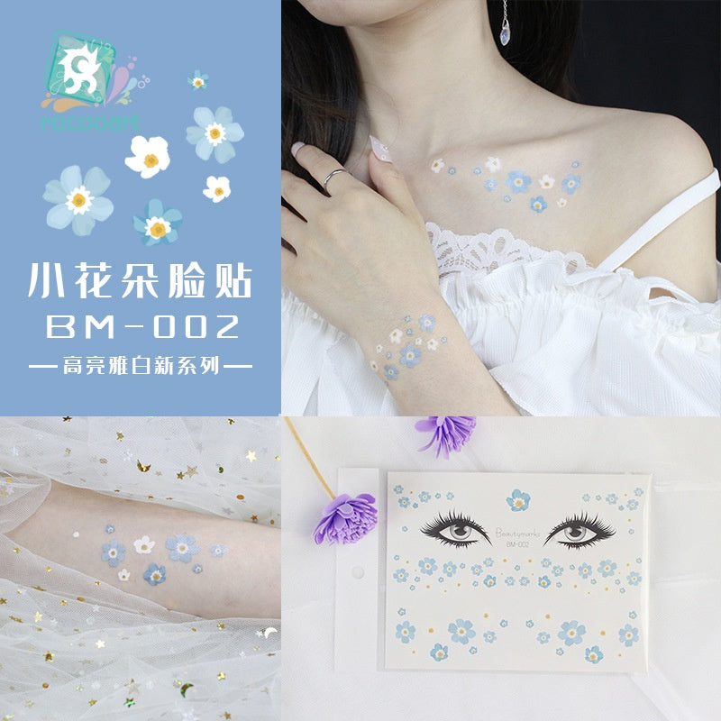 Fashion Little Daisy Print Face Stickers Waterproof and Sweatproof Collarbone Arm Temporary Tattoo Stickers