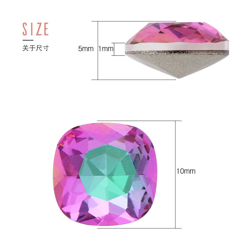 12mm Tip Bottom Special Shape Fat Square Crystal Diamond Tip Bottom Special Shape Glass Diamond Diy Jewelry Accessories Materials