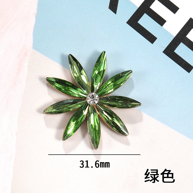 New Crystal Sunflower Nine-piece Flower Rhinobarn Brooch Accessory DIY Alloy Accessories Phone Case Crocs DIY Accessories