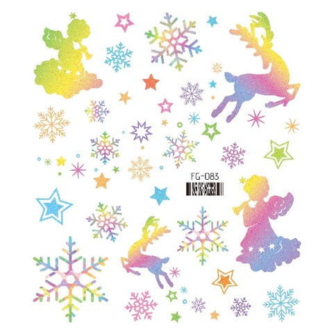 Face Stickers Christmas Cute Stickers Waterproof Children's Cartoon Glitter Snowflake Santa Claus