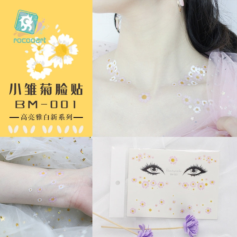 Fashion Little Daisy Print Face Stickers Waterproof and Sweatproof Collarbone Arm Temporary Tattoo Stickers