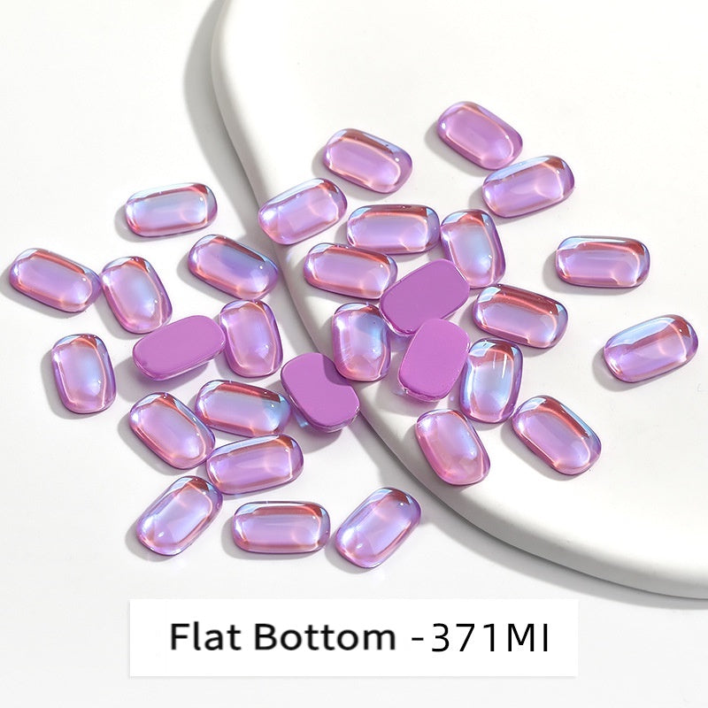 50pcs Hot Selling White Flat Bottom Nail Rhinestone Rectangular Shape Nail Sticker with Dazzling Sparkle